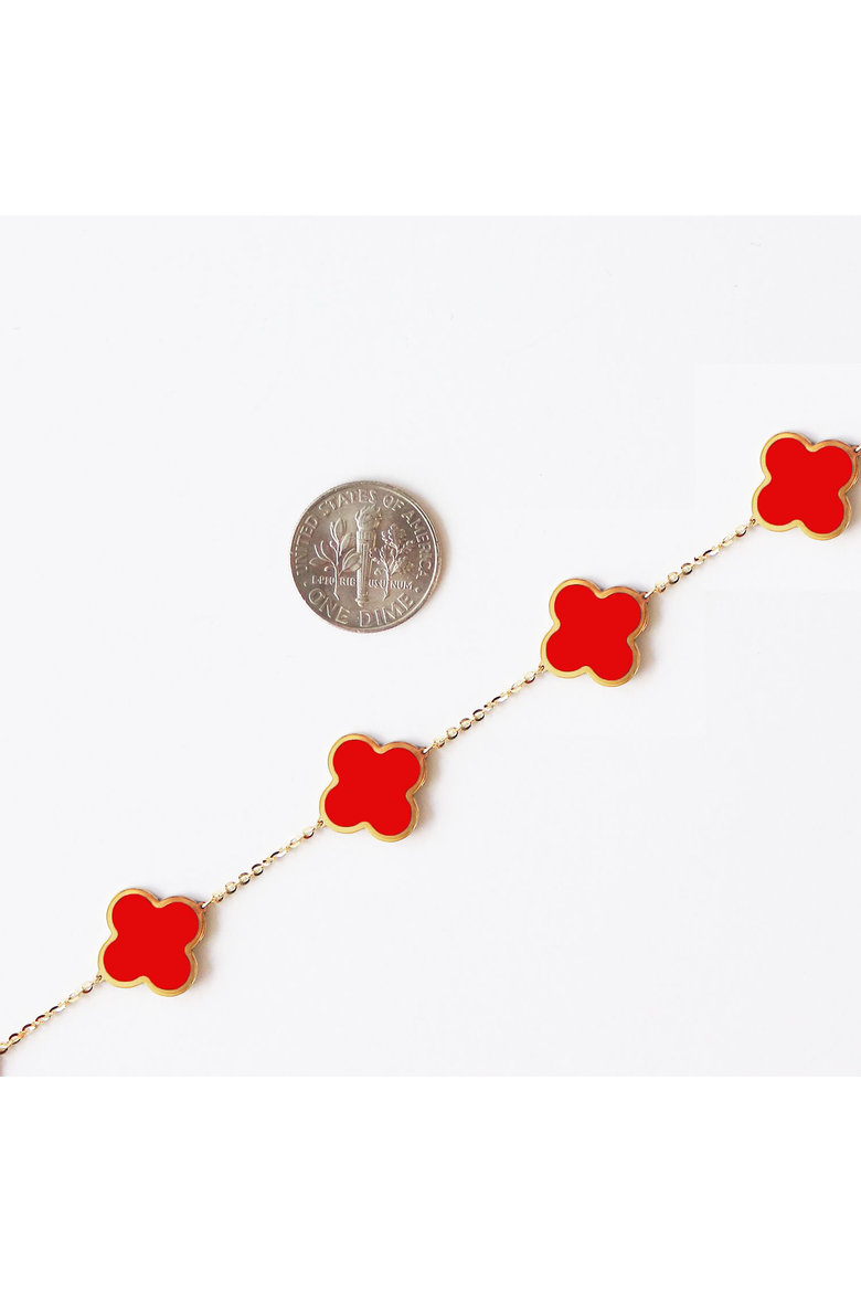 Large Coral Clover Bracelet, Alternate, color, Coral