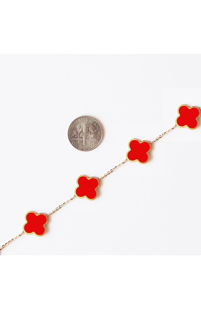 The Lovery Fine Jewelry Large Coral Clover Bracelet, Alternate, color,
