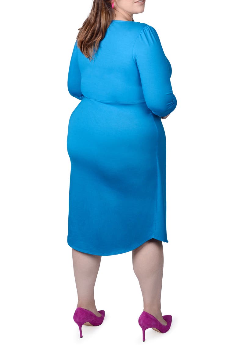 Lina Keyhole Ruched Faux Wrap Dress, Alternate, color, BLUE