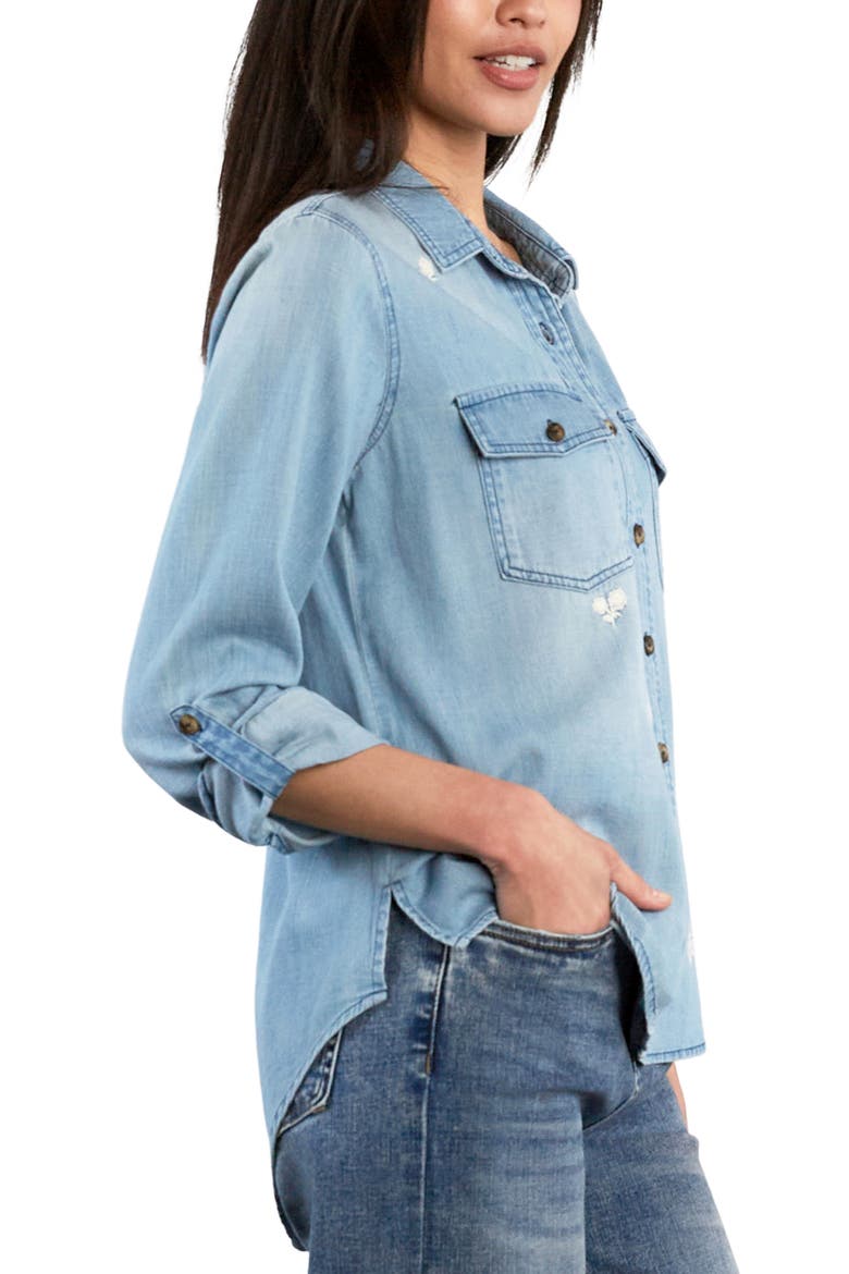 Moonlit Meadow Button-Up Shirt, Alternate, color, PURE DENIM