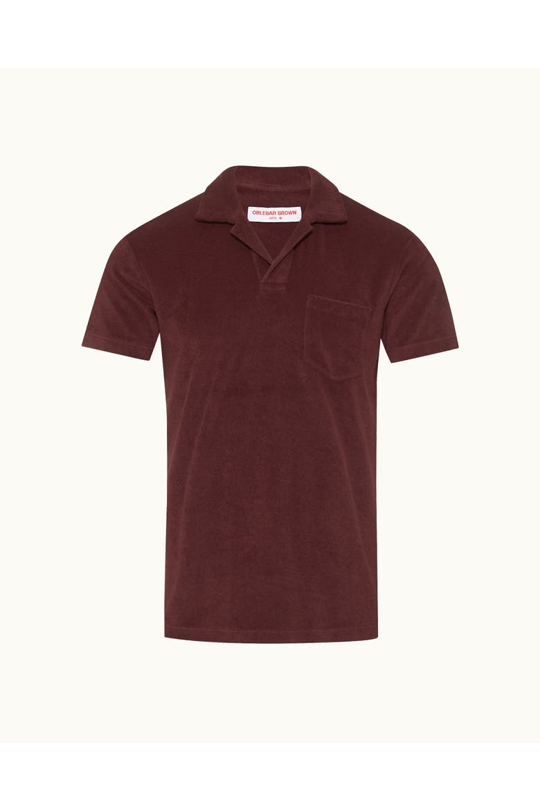 Terry Towelling Tailored Fit Towelling Polo Shirt, Alternate, color, DAMSON