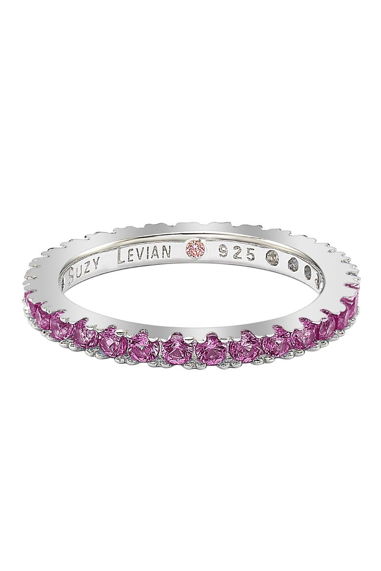 Sterling Silver Pink CZ Eternity Band Ring, Alternate, color, RED
