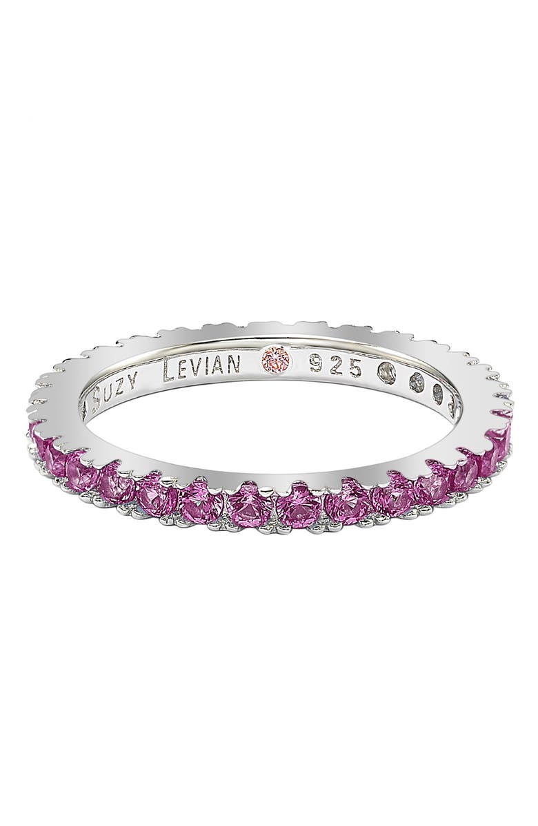 SUZY LEVIAN Sterling Silver Pink CZ Eternity Band Ring, Alternate, color, Red