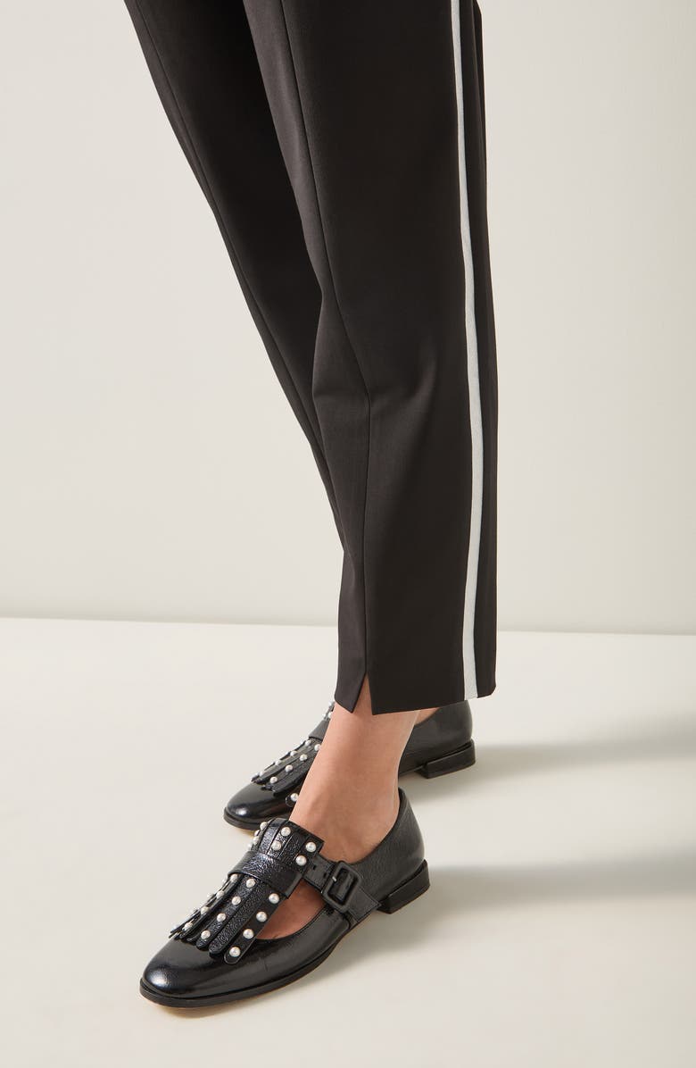 LK Bennett Zig Side Stripe Pants, Alternate, color, Black Multi