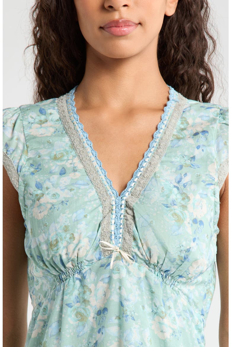 Floral Embroidered Detail Cotton Blend Dress, Alternate, color, BLUE FLORAL