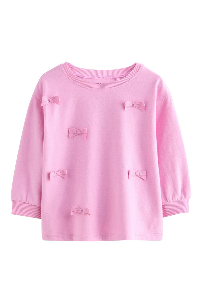 Kids' Bow Appliqué Cotton Sweatshirt, Main, color, PINK