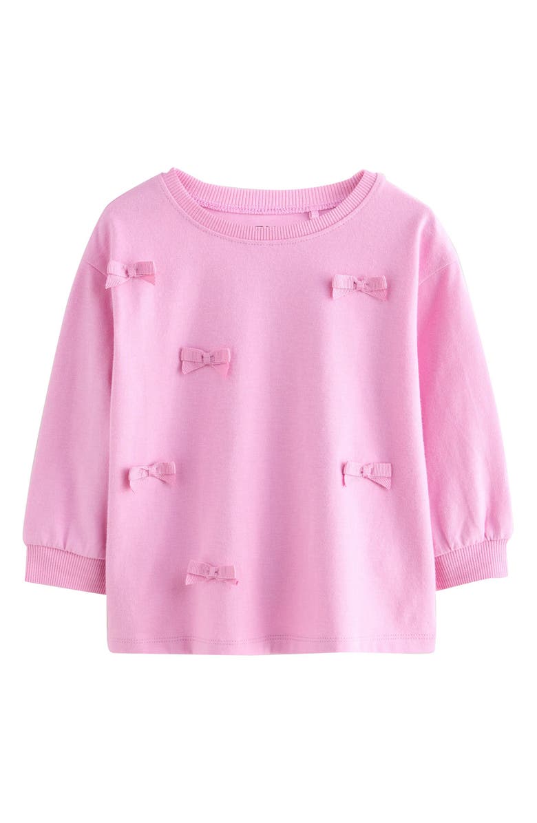 NEXT Kids' Bow Appliqué Cotton Sweatshirt, Main, color, Pink
