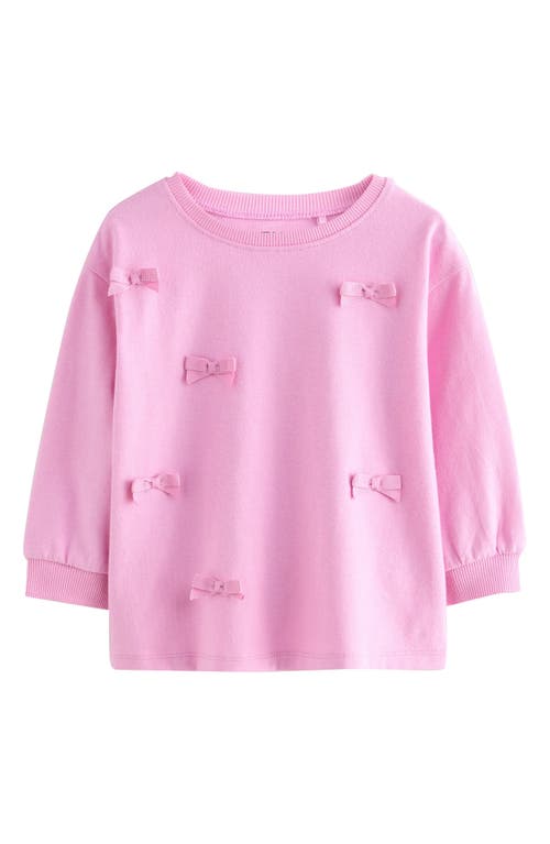 Next Kids' Bow Appliqué Cotton Sweatshirt In Pink