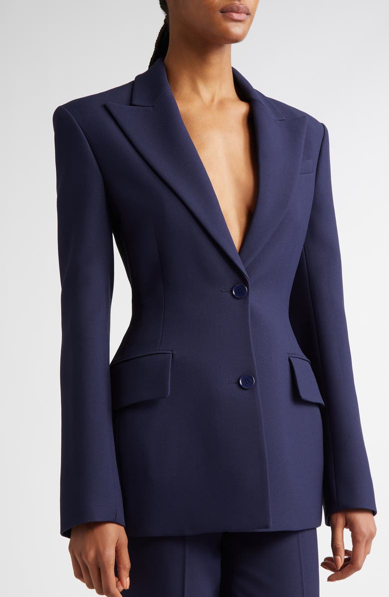 Michael Kors Collection Sculpted Crepe Blazer, Alternate, color, Maritime