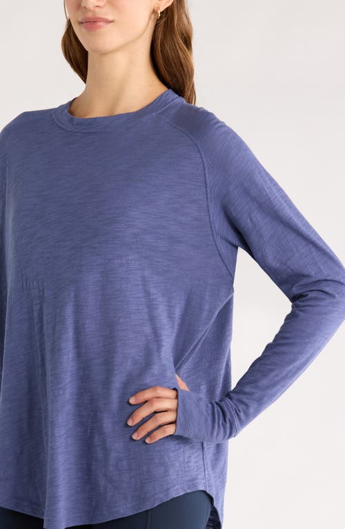 Zella Relaxed Washed 2.0 Long Sleeve Slub Tee In Blue