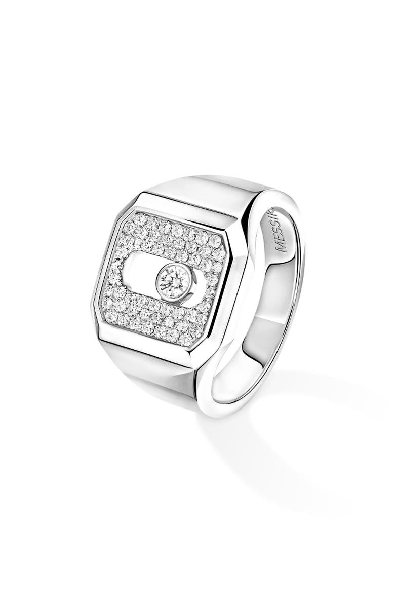 Move Joaillerie Pavé Diamond Signet Ring, Main, color, WHITE GOLD