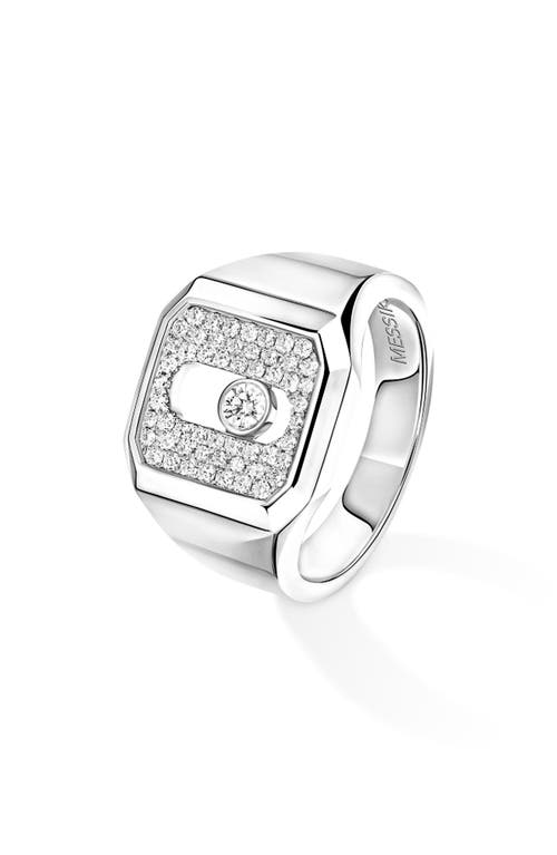 Messika Move Joaillerie Pavé Diamond Signet Ring In White Gold