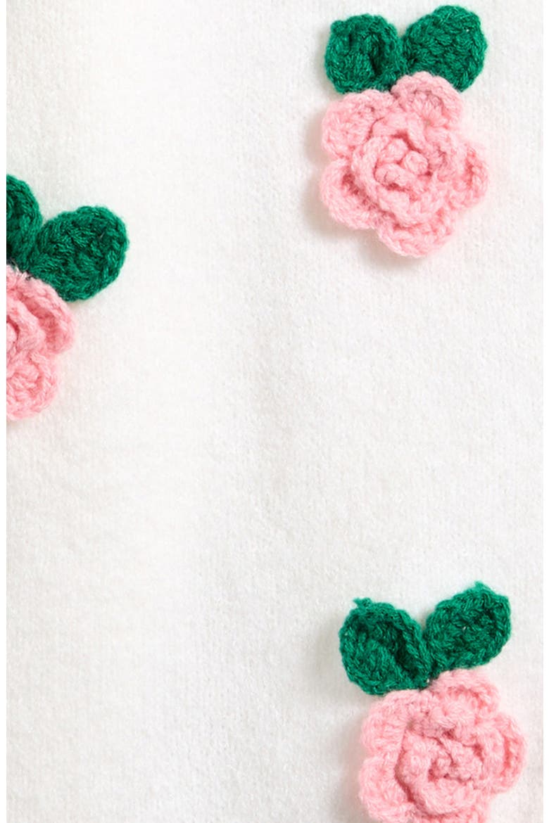 Kids' Floral Embellished Cardigan, Alternate, color, IVORY PINK FLOWER