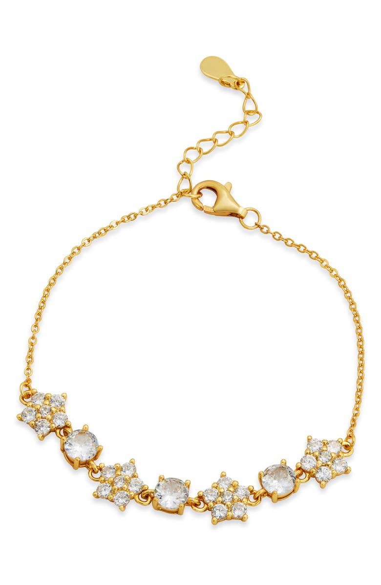 SAVVY CIE JEWELS Twinkling Stars Cubic Zirconia Bracelet, Main, color, Yellow