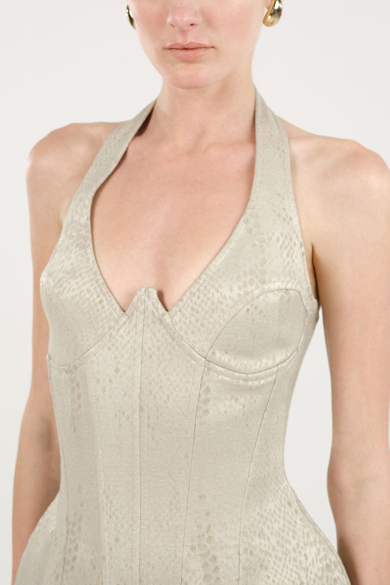 Snake Print Boned Corset Halterneck Body, Alternate, color, Multi-Colored