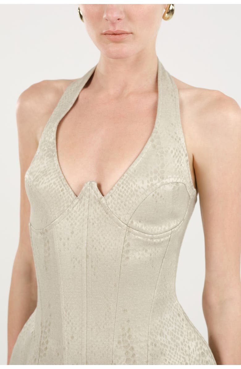 Nocturne Snake Print Boned Corset Halterneck Body, Alternate, color, Multi-Colored