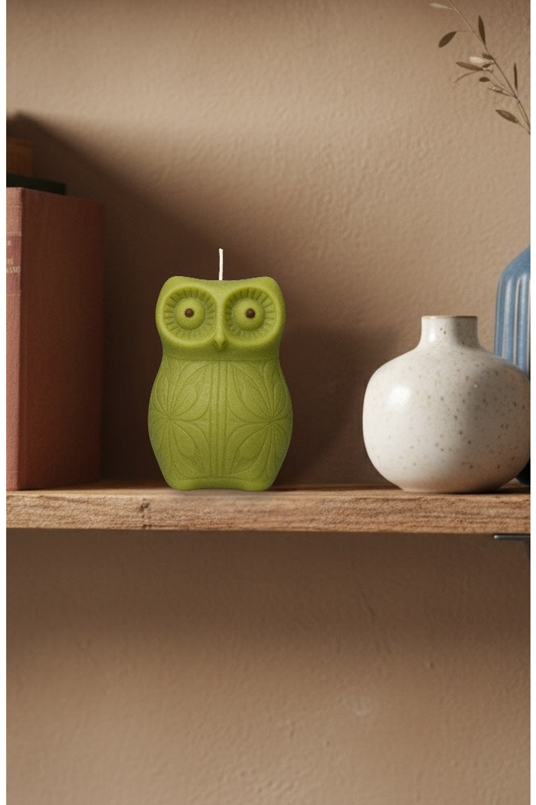 Owl Night Long Candle, Alternate, color, Avocado