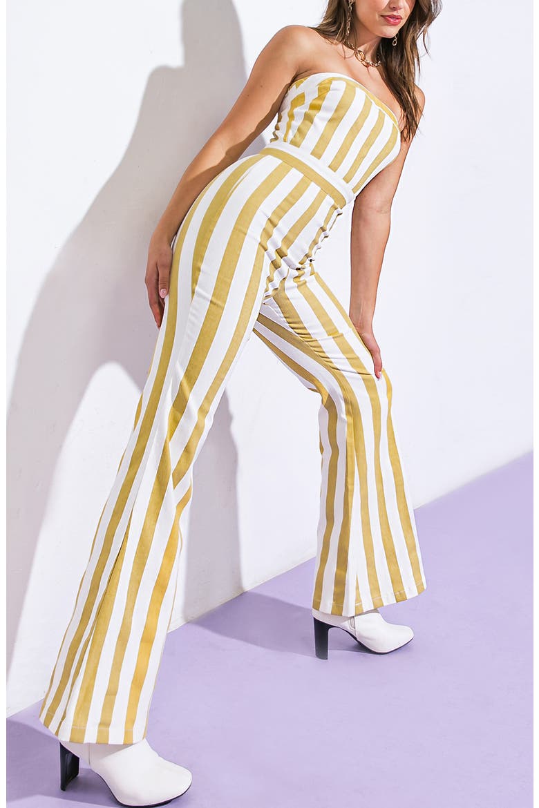 Striped Strapless Jumpsuit, Alternate, color, IVORY TAUPE