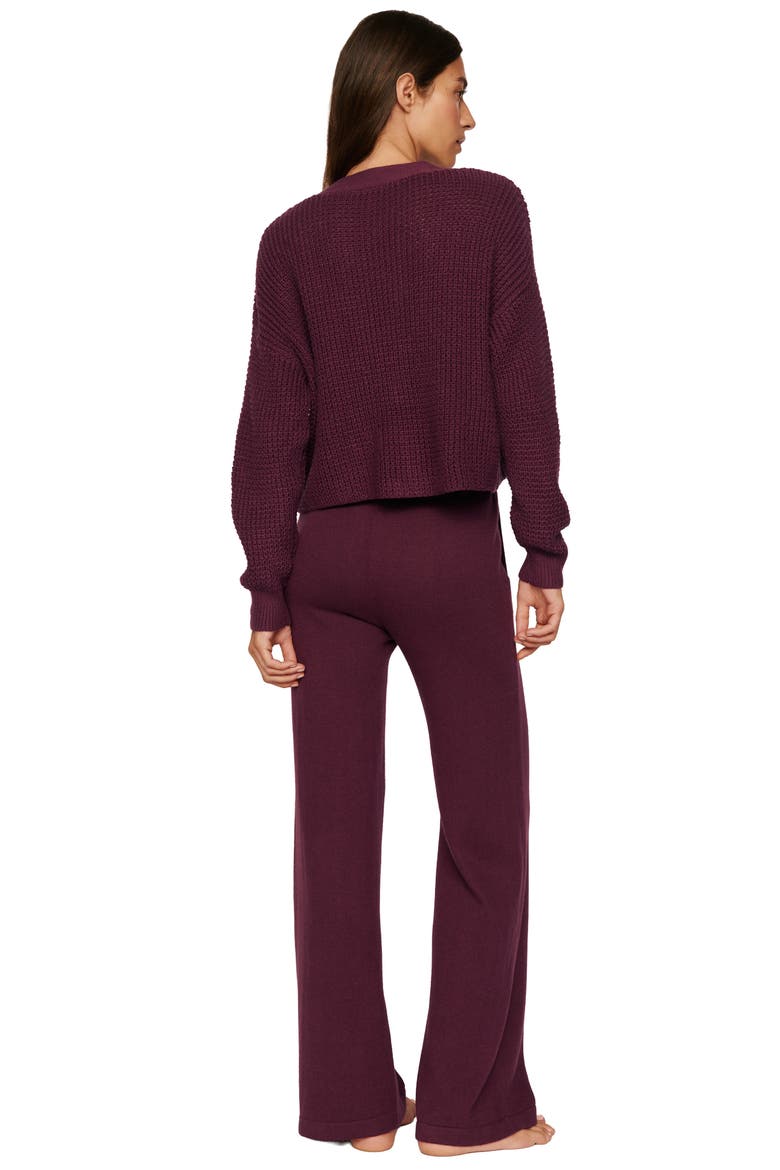 Waffle Knit Crop Cardigan, Alternate, color, WILDBERRY