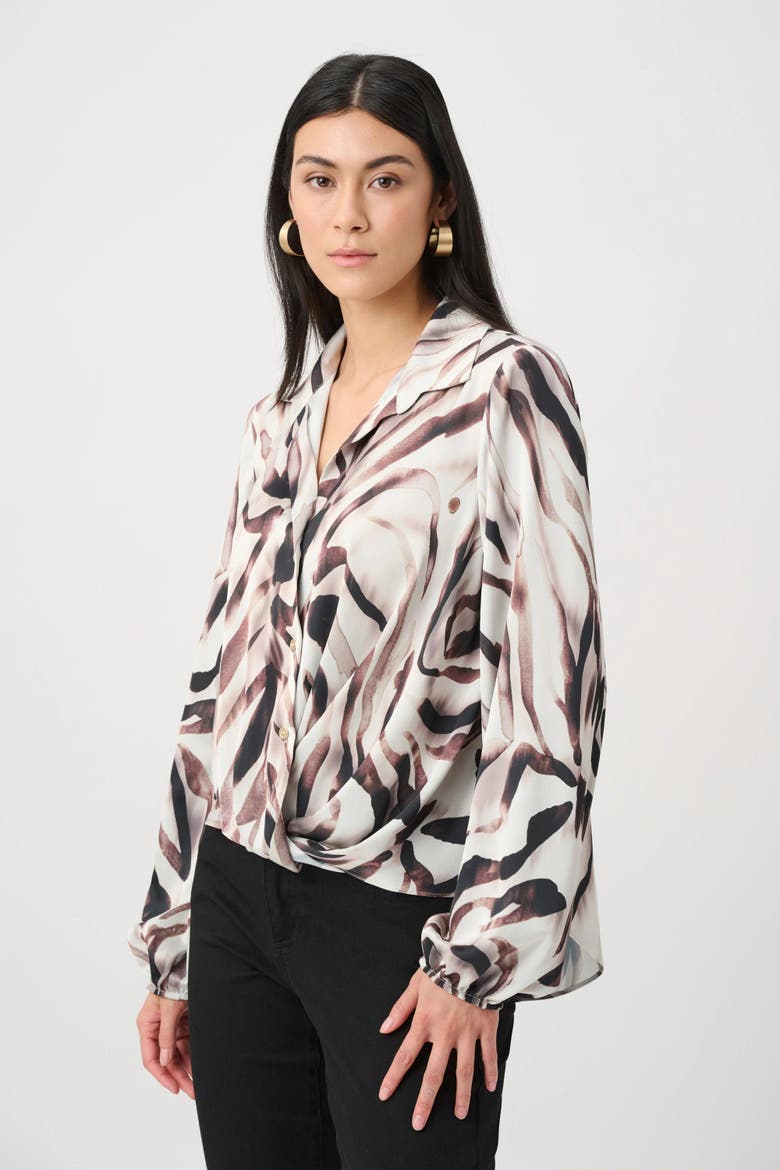 Recycled Satin Animal Print Draped Top, Main, color, Beige/Multi