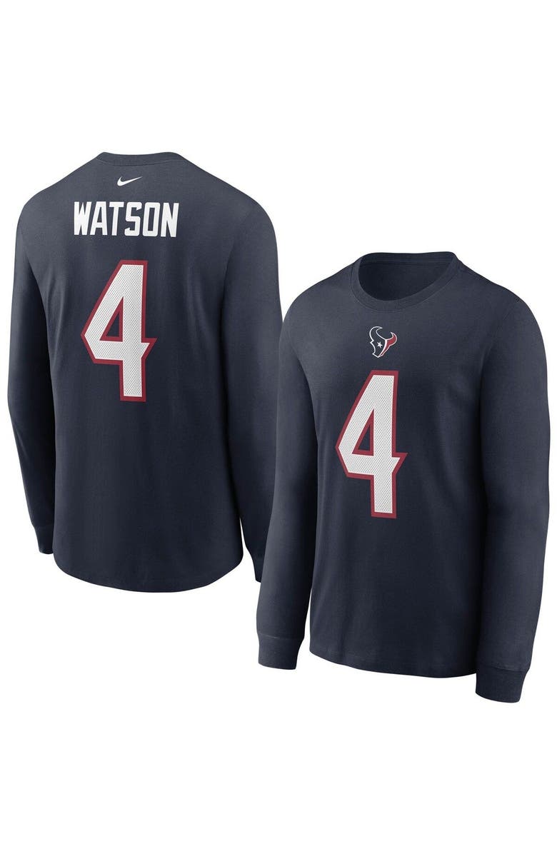 Nike Men's Nike Deshaun Watson Navy Houston Texans Player Name & Number Long Sleeve T-Shirt, Main, color, 