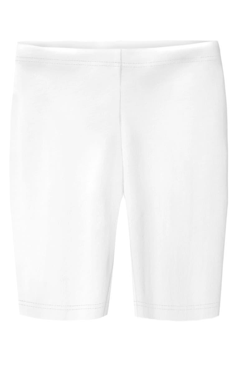 Girls 100% Soft Cotton Long Bike Shorts USA-Made, Alternate, color, White