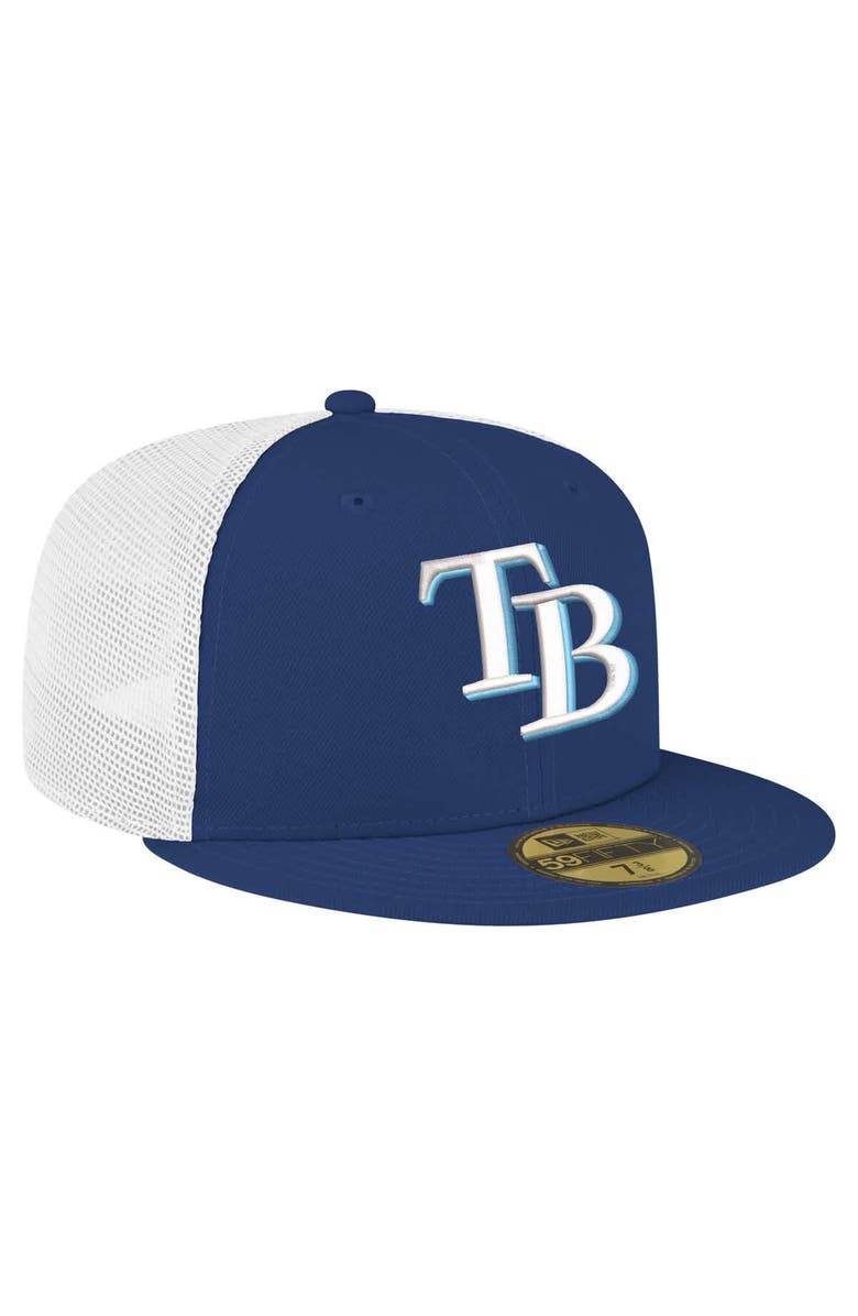 New Era Men's New Era Navy Tampa Bay Rays Team Color 59FIFTY Trucker Fitted Hat, Alternate, color, 
