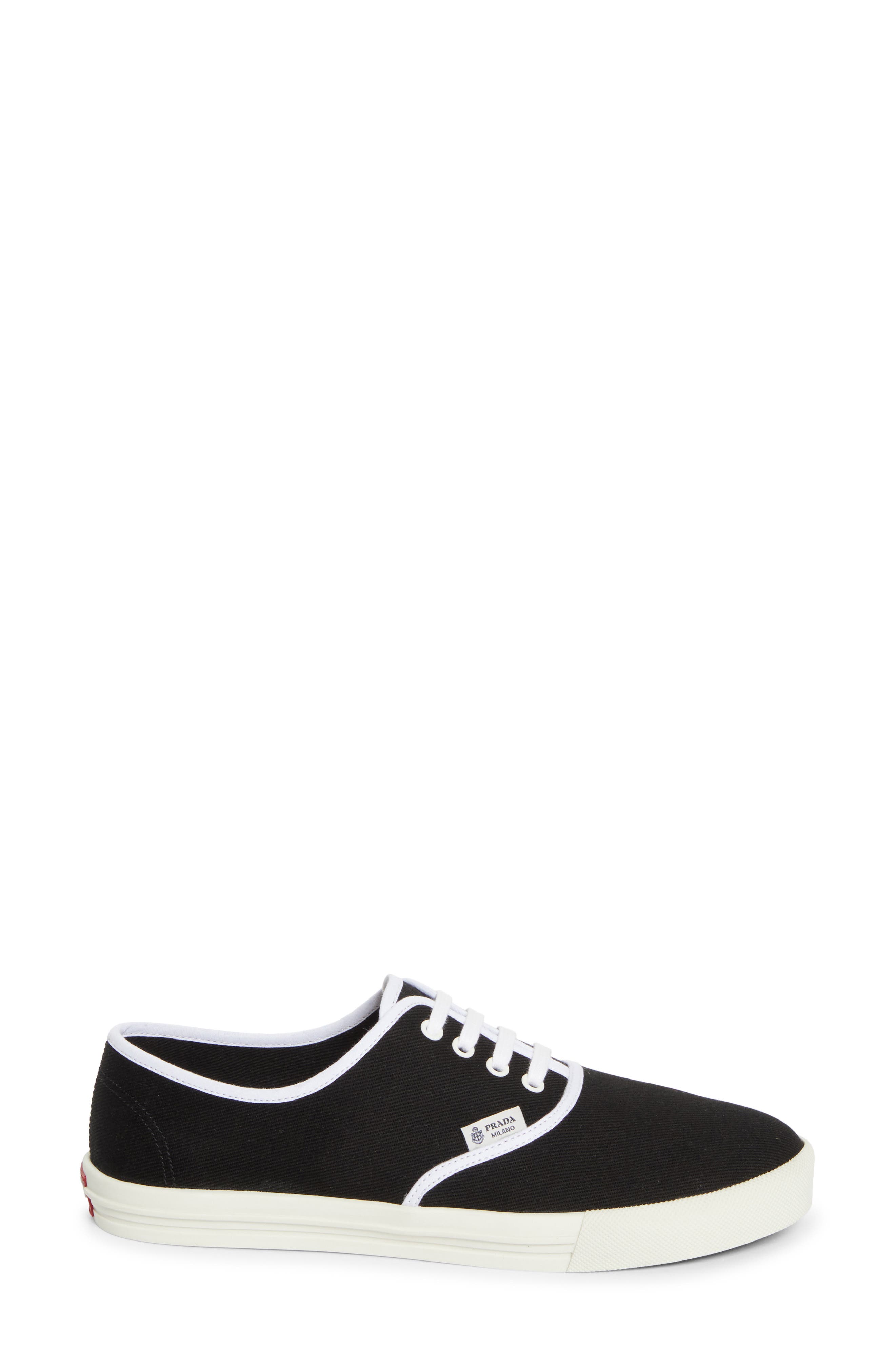 Prada Canvas Low Top Sneaker, Alternate, color, Black