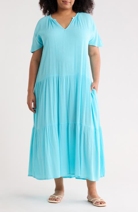 Short Sleeve Tiered Maxi Dress