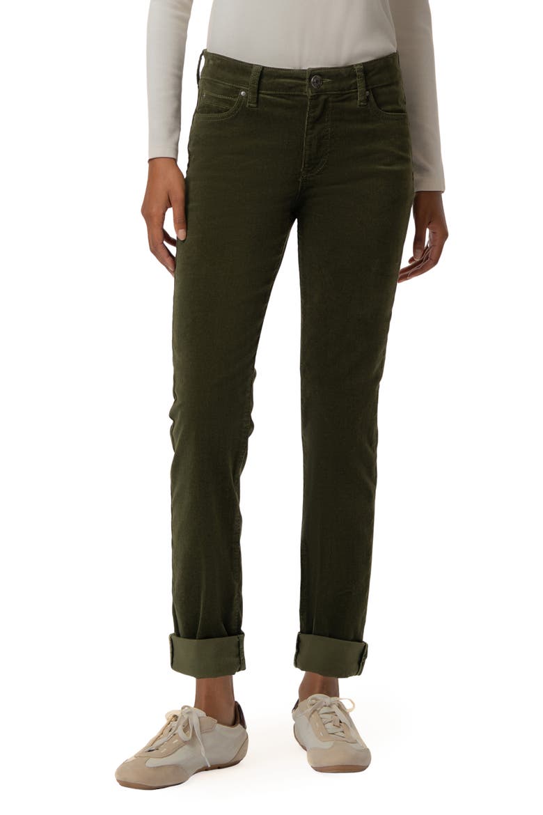 Catherine Stretch Cotton Corduroy Boyfriend Pants, Main, color, TUSCAN OLIVE