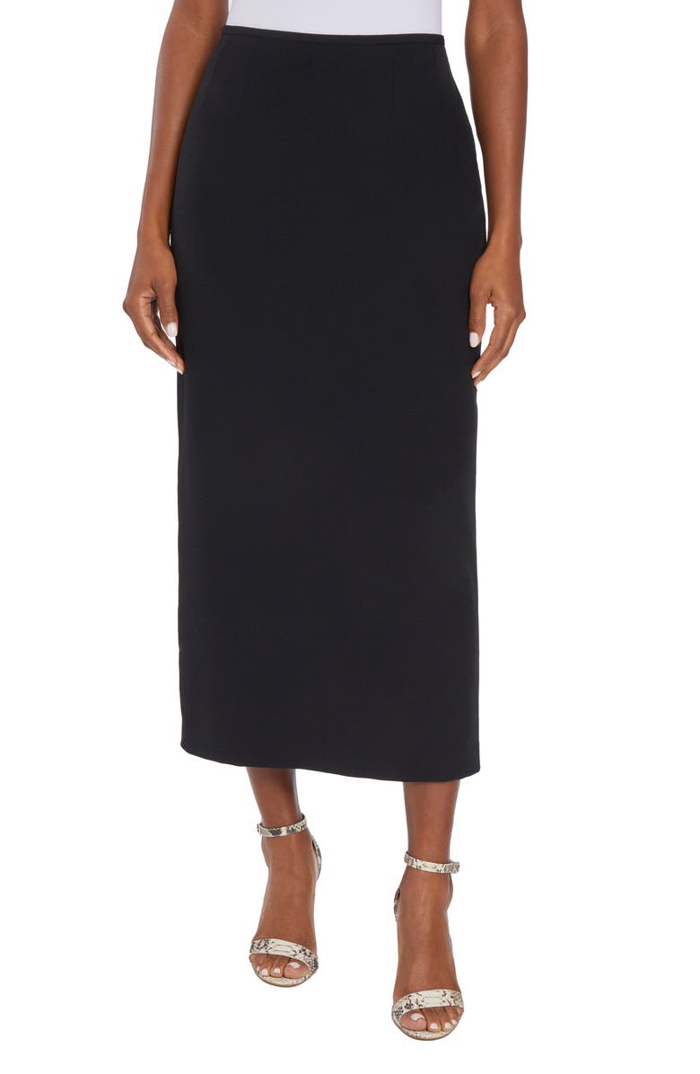 KASPER Stretch Midi Skirt, Main, color, Black
