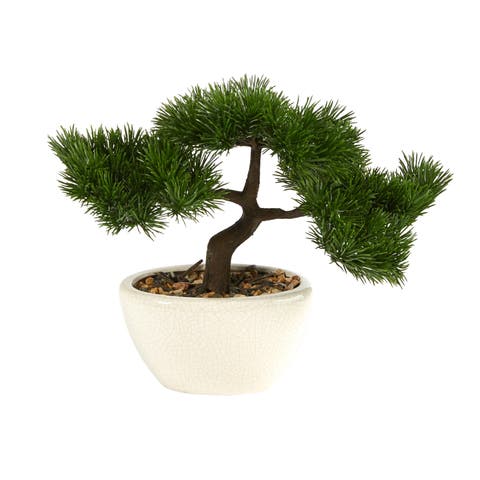10-in Cedar Bonsai Artificial Tree in Decorative Planter