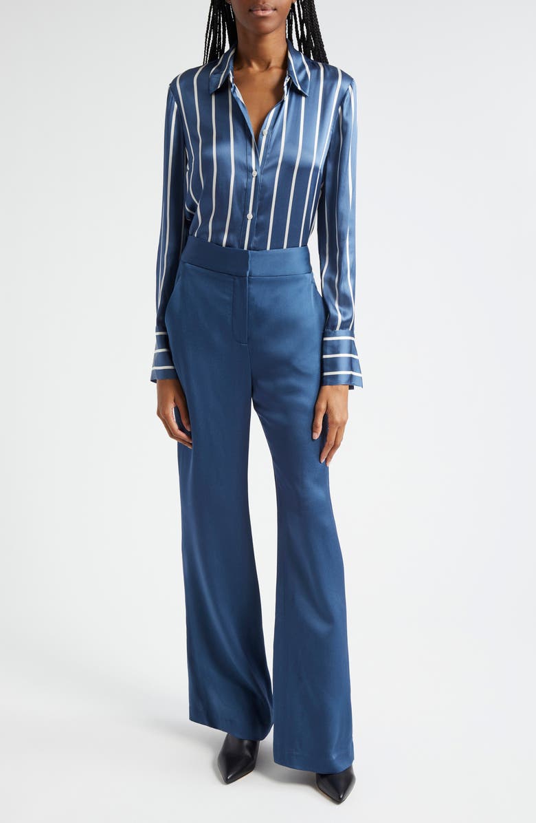 Veronica Beard Monique Stripe Silk Blend Button-Up Shirt, Alternate, color, 
