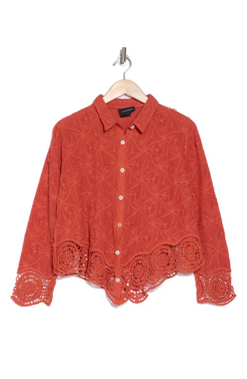 FORGOTTEN GRACE FORGOTTEN GRACE FLORAL EMBROIDERED COTTON BUTTON-UP SHIRT