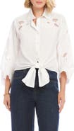 Karen Kane Eyelet Embroidery Tie Front Shirt