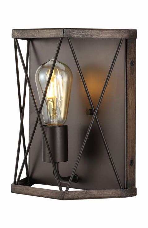 Liam 1-Light Rustic Farmhouse Iron LED Sconce