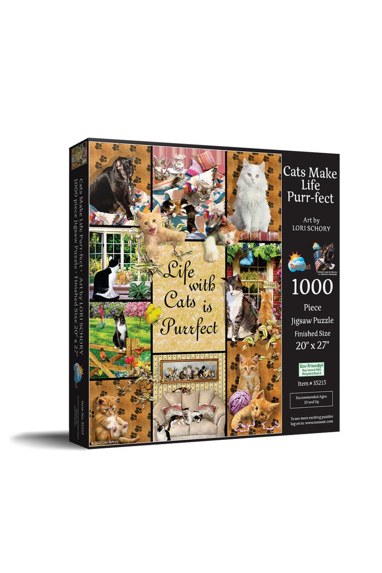 Cats Make Life Purr-fect 1000 piece Jigsaw Puzzle for Adults, Main, color, Multicolor