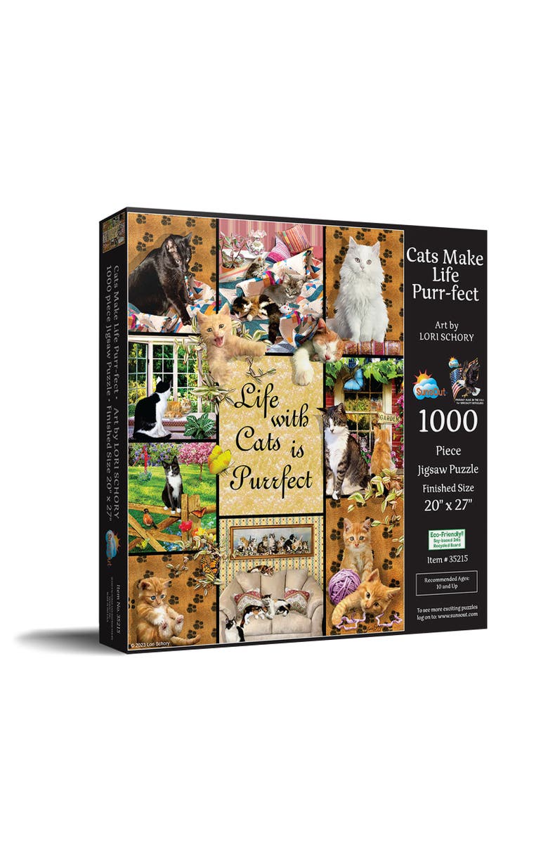 Sunsout Cats Make Life Purr-fect 1000 piece Jigsaw Puzzle for Adults, Main, color, Multicolor