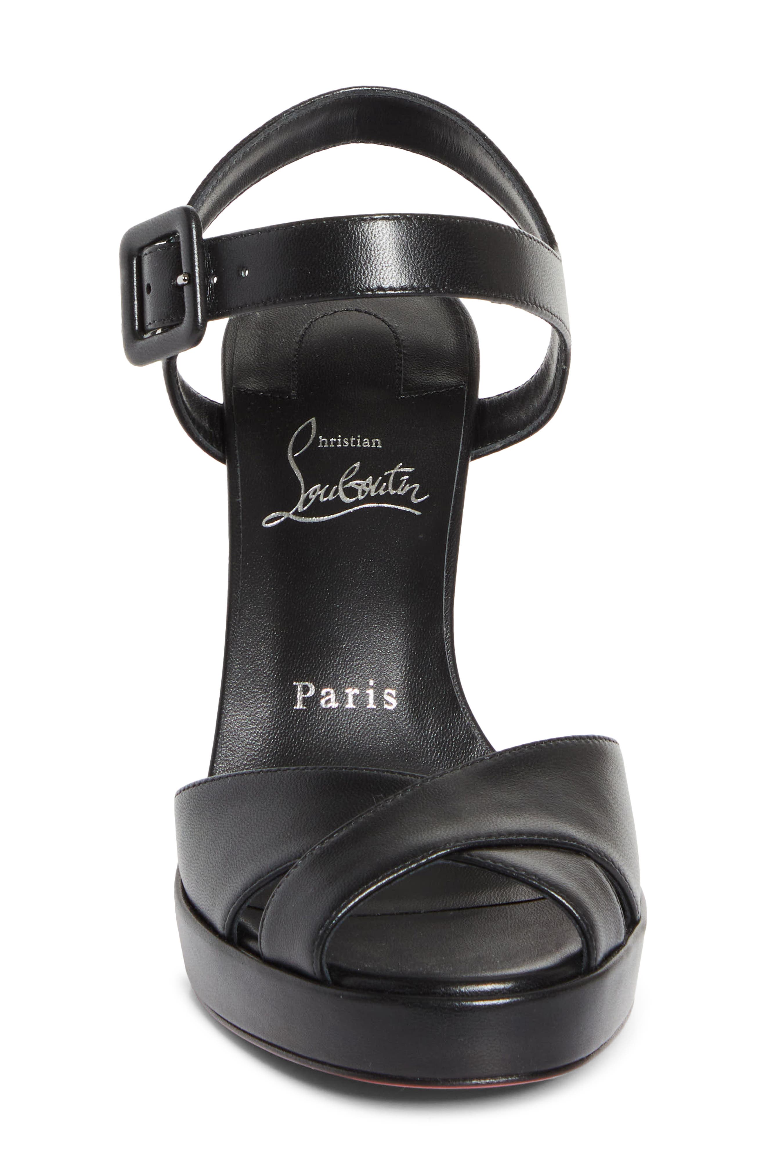 Christian Louboutin Cora Block Heel Sandal, Alternate, color, Black