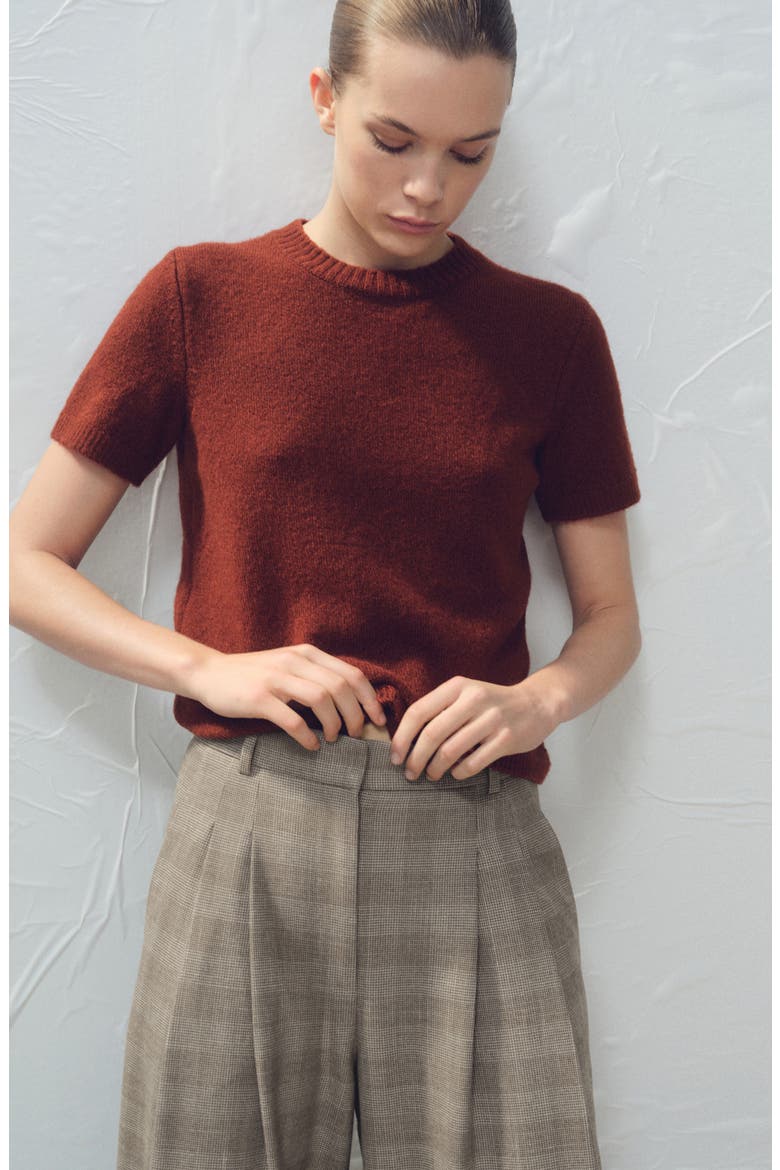 Natalie Plaid Wide-Leg Trousers, Alternate, color, BROWN