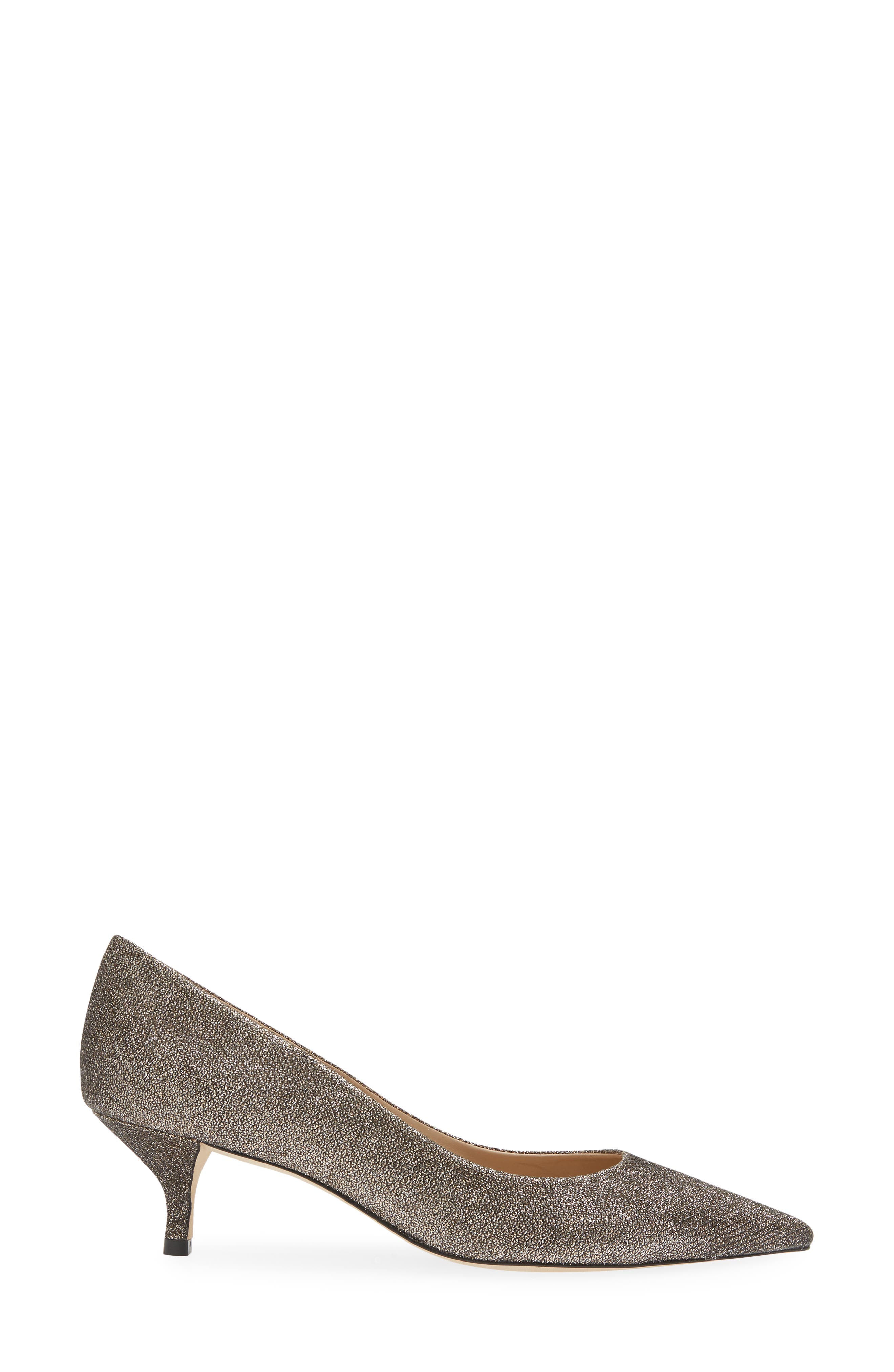 Stuart Weitzman Power Pointed Toe Kitten Heel Pump, Alternate, color, New Pyrite New Noir
