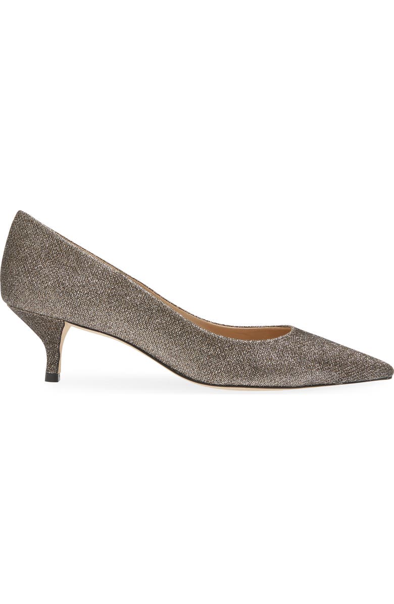 Stuart Weitzman Power Pointed Toe Kitten Heel Pump, Alternate, color, New Pyrite New Noir