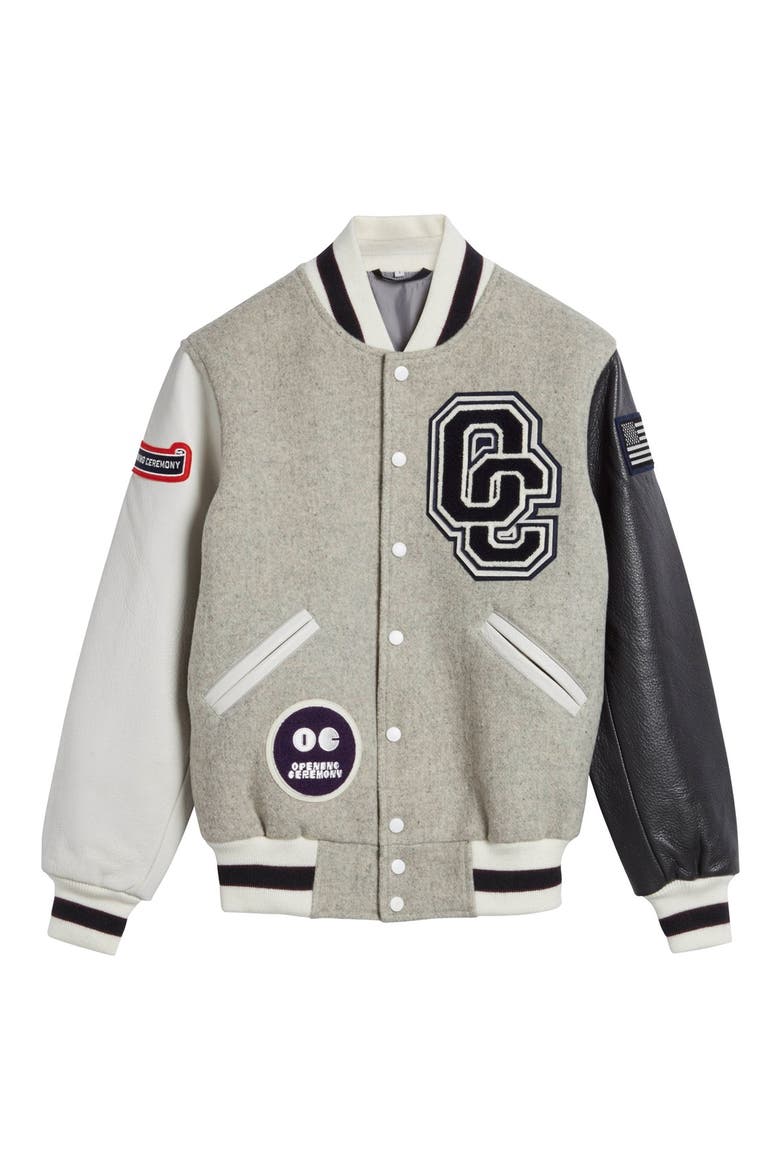 'OC Classic' Varsity Jacket, Alternate, color, LIGHT GREY MULTI