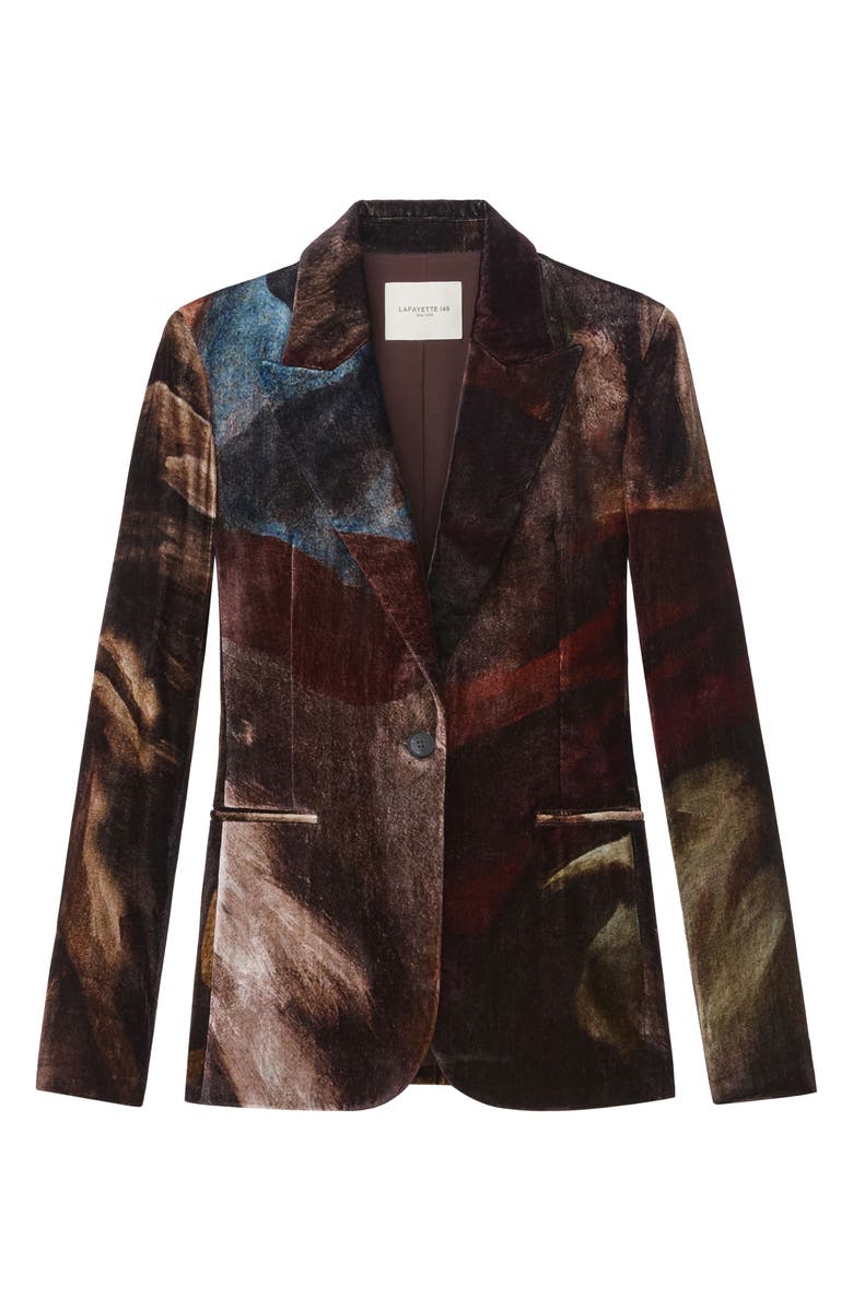 Lafayette 148 New York x Save Venice Peaked Lapel Single Breasted Velvet Blazer, Alternate, color, 