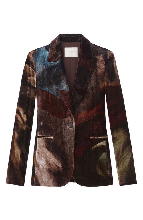 Lafayette 148 Single-button Tailored Velvet Blazer In Burnt Sienna Multi