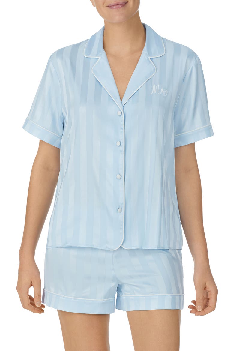 print short pajamas, Alternate, color, AQUA STRIPE