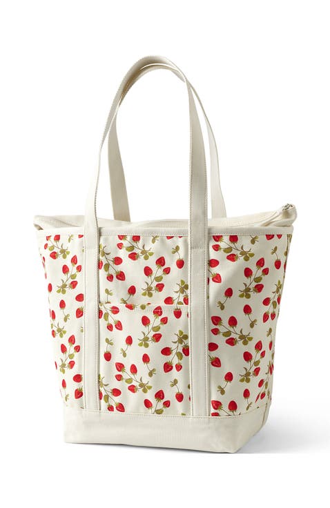 Medium Print 5 Pocket Open Top Canvas Tote Bag