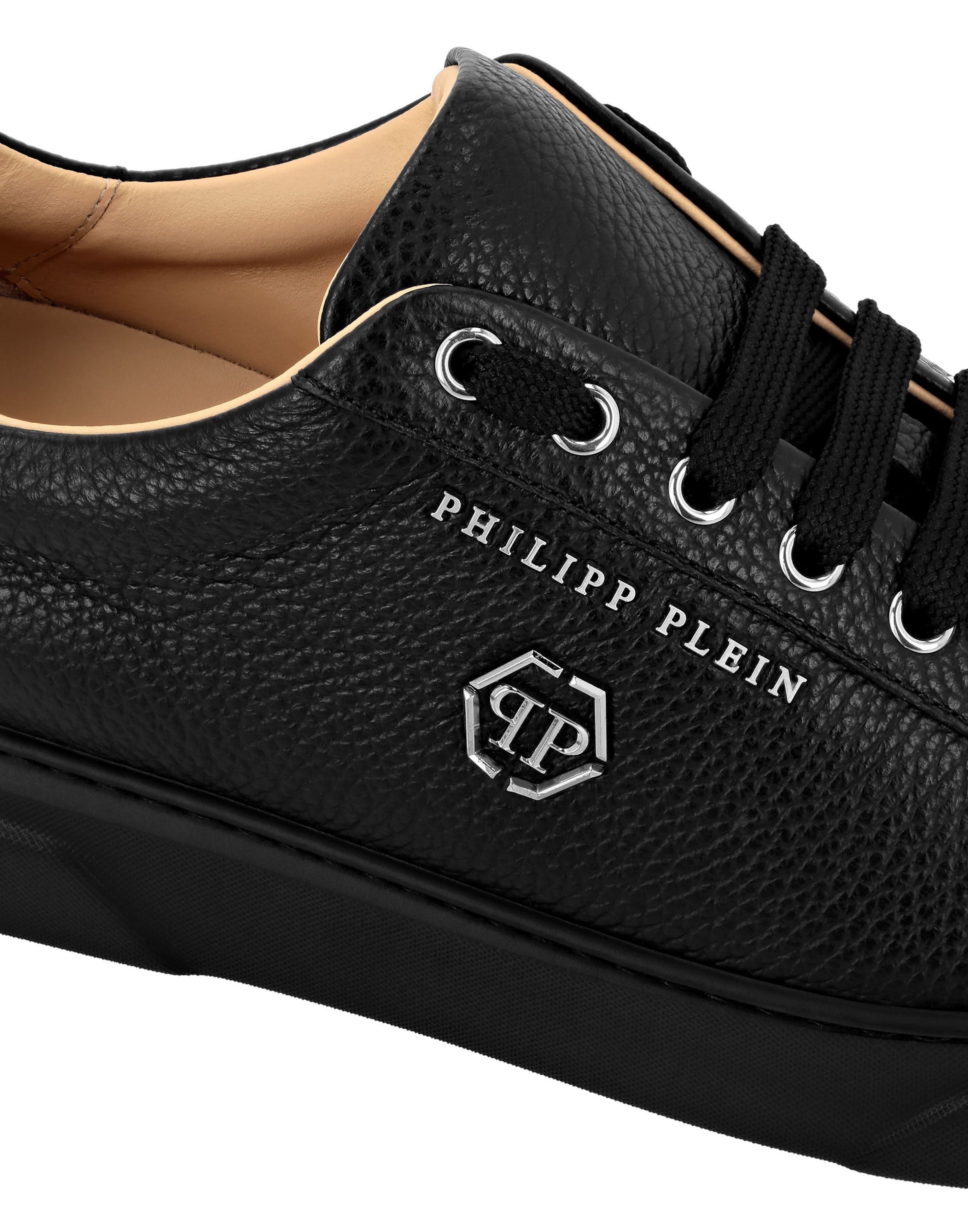 Leather Lo-Top Sneakers Hexagon Comfort Unisex, Alternate, color, black/black