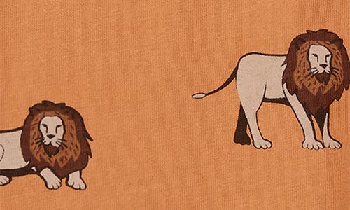 Shop Miles The Label Lion Print Organic Cotton Romper In Orange