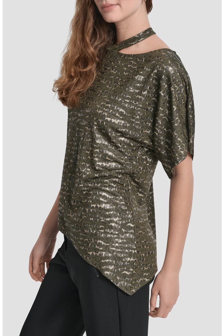 Foil Print Cutout Top, Alternate, color, OLIVE CHEETAH
